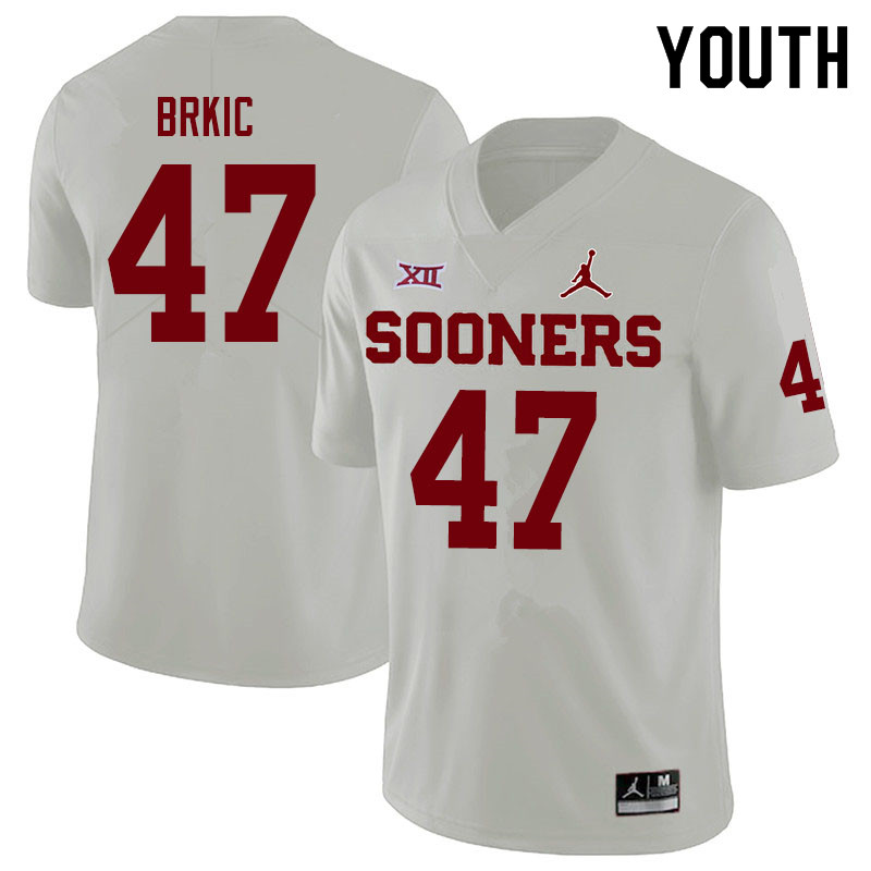 Youth #47 Gabe Brkic Oklahoma Sooners Jordan Brand College Football Jerseys Sale-White